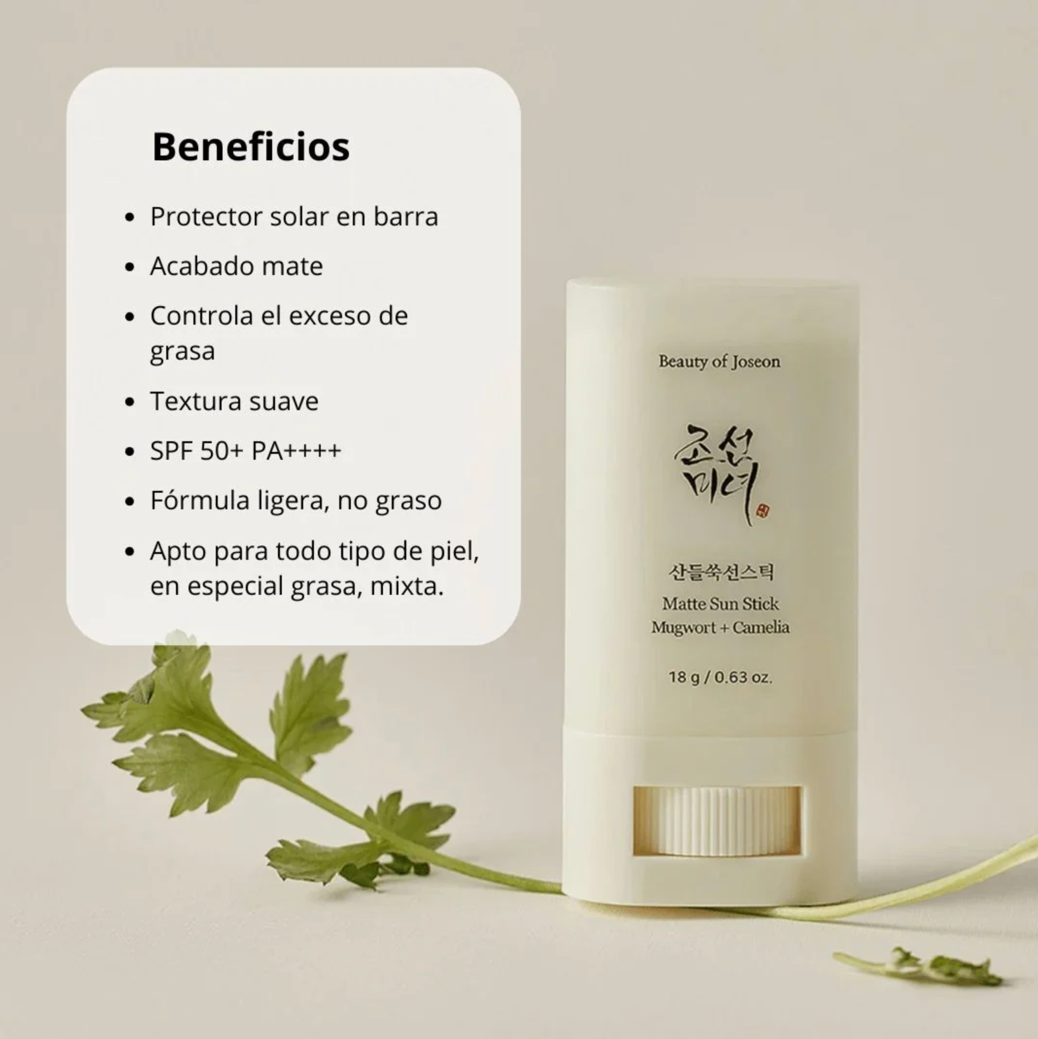 Beauty of Joseon Protector Solar “Matte Sun Stick_Mugwort + Camelia” 18g